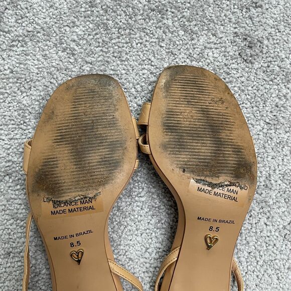 Lulus Synthetic Leather Strappy Sandals Heels Women 8.5 Nude Beige Formal Casual - Picture 12 of 13